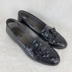 Florsheim Barletta Mens Black Woven Tassel Leather Slip-On Loafer 9.5 Italy Made